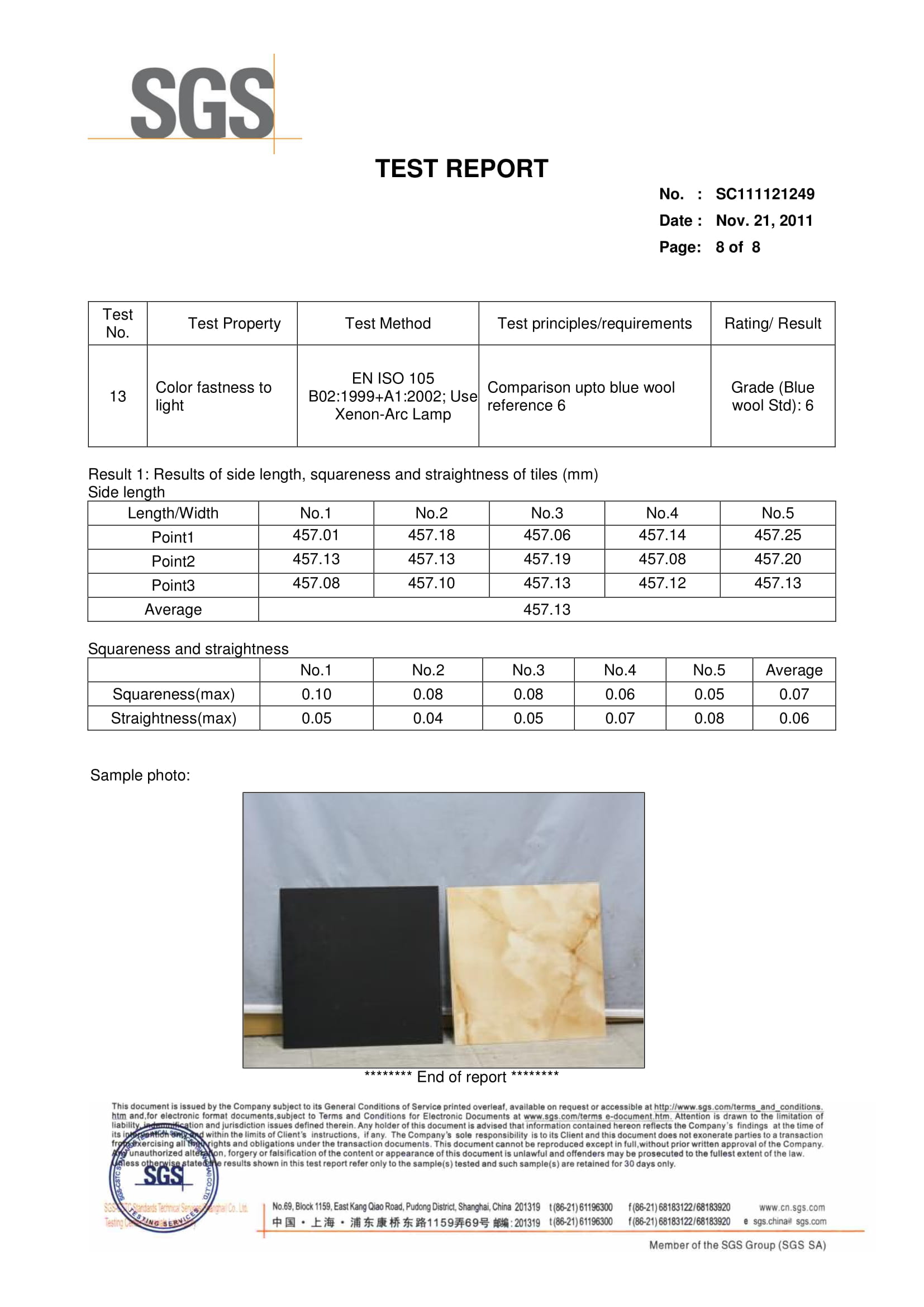 SS Floor SGS Test Report стр 8